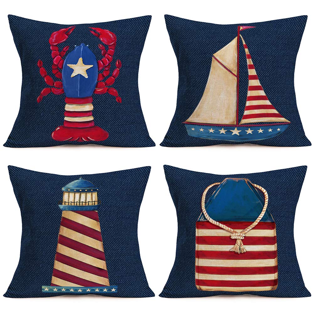 ShareJShareJ Flamingo Throw Pillow Covers Tropical Plant with Flowers Palm Leaves Cotton Linen Pillow Cases Set of 4 Decorative Pillow Covers 18 x 18 Inch for Sofa Bedroom Car Office 18'' x 18''