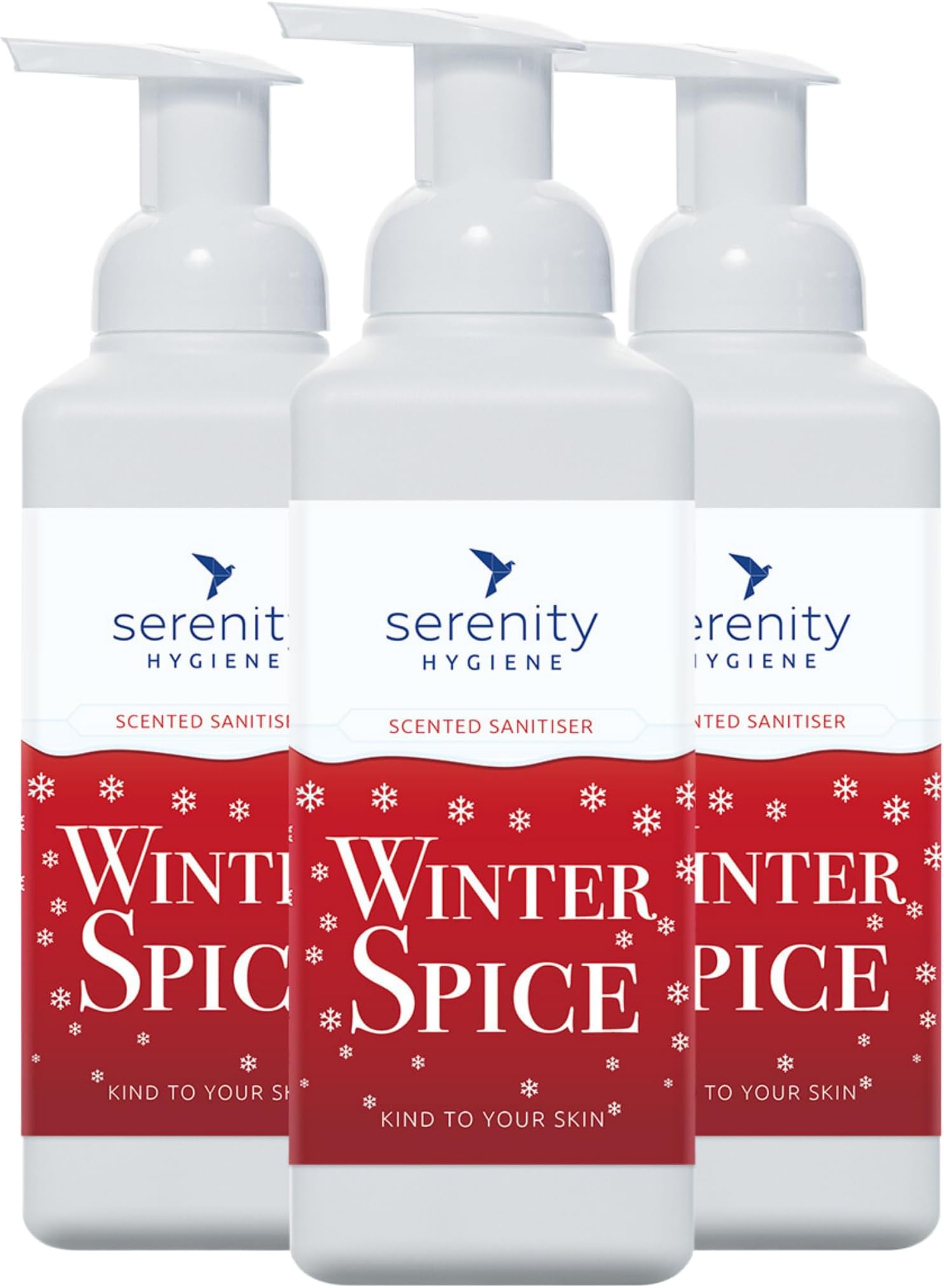 Hand Cleansing Sanitiser Foam, No Alcohol Foaming Hand Sanitizer Dispenser - Winter Spice - 500ml Pack of 3
