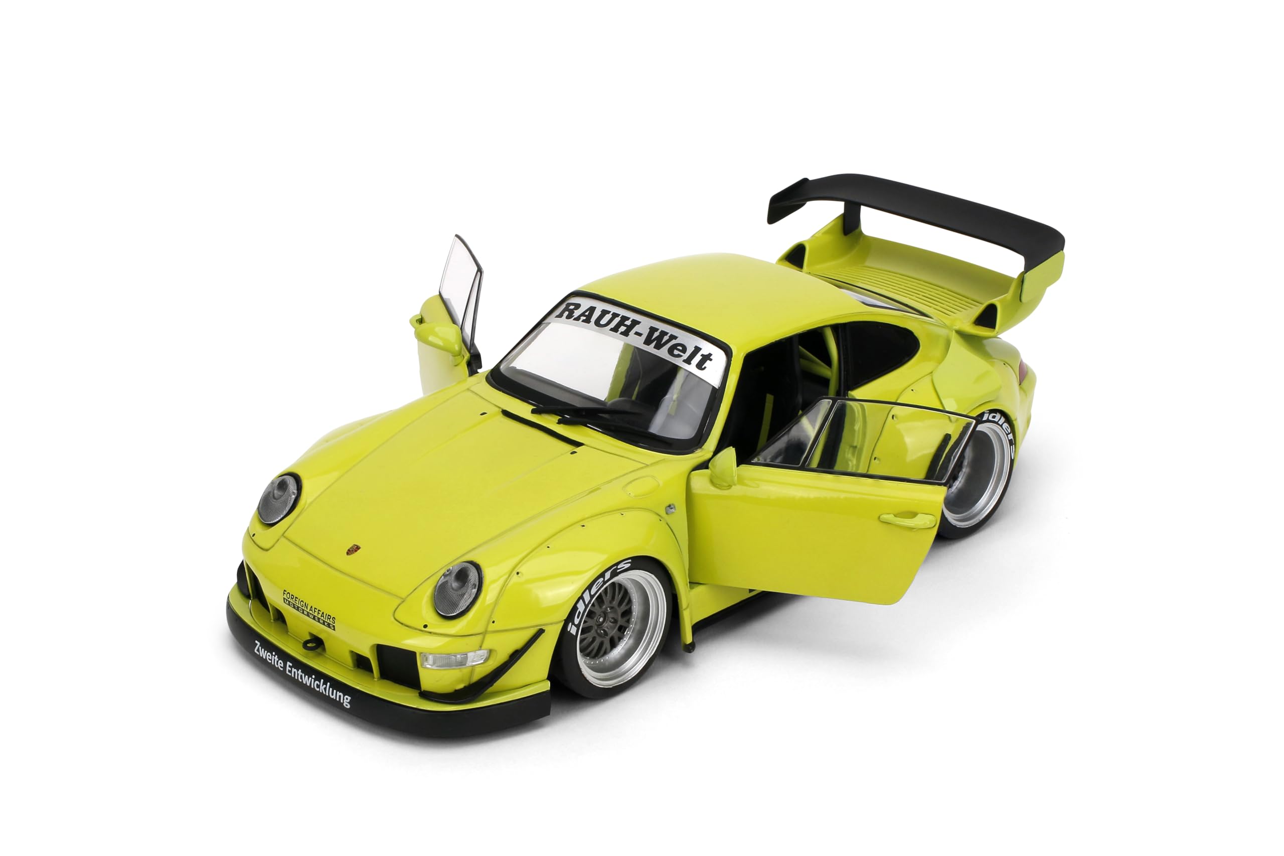 Modellino auto pressofuso in scala 1:18 compatibile con Porsche RWB Genki Yellow Jada Pink Slips 36472