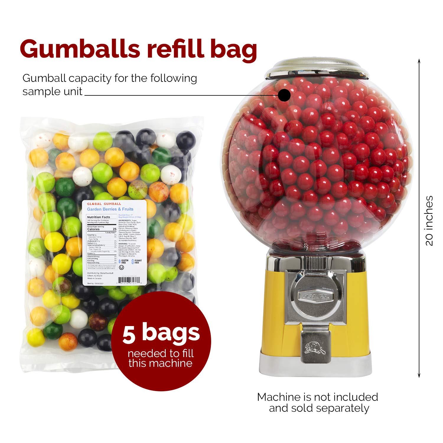 Gumballs for Gumball Machine 1 Inch Large Gumballs Garden Berries