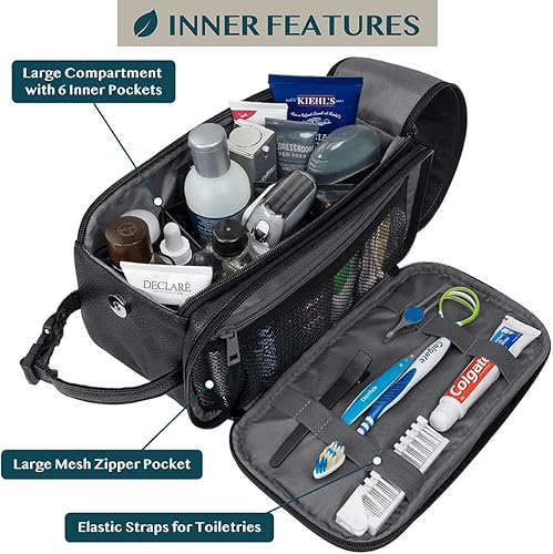 Miniatura 2 de PAVILIA - Neceser para hombre, kit de afeitado para viaje, neceser de viaje para hombres, organizador de artículos de aseo para el cuidado personal,