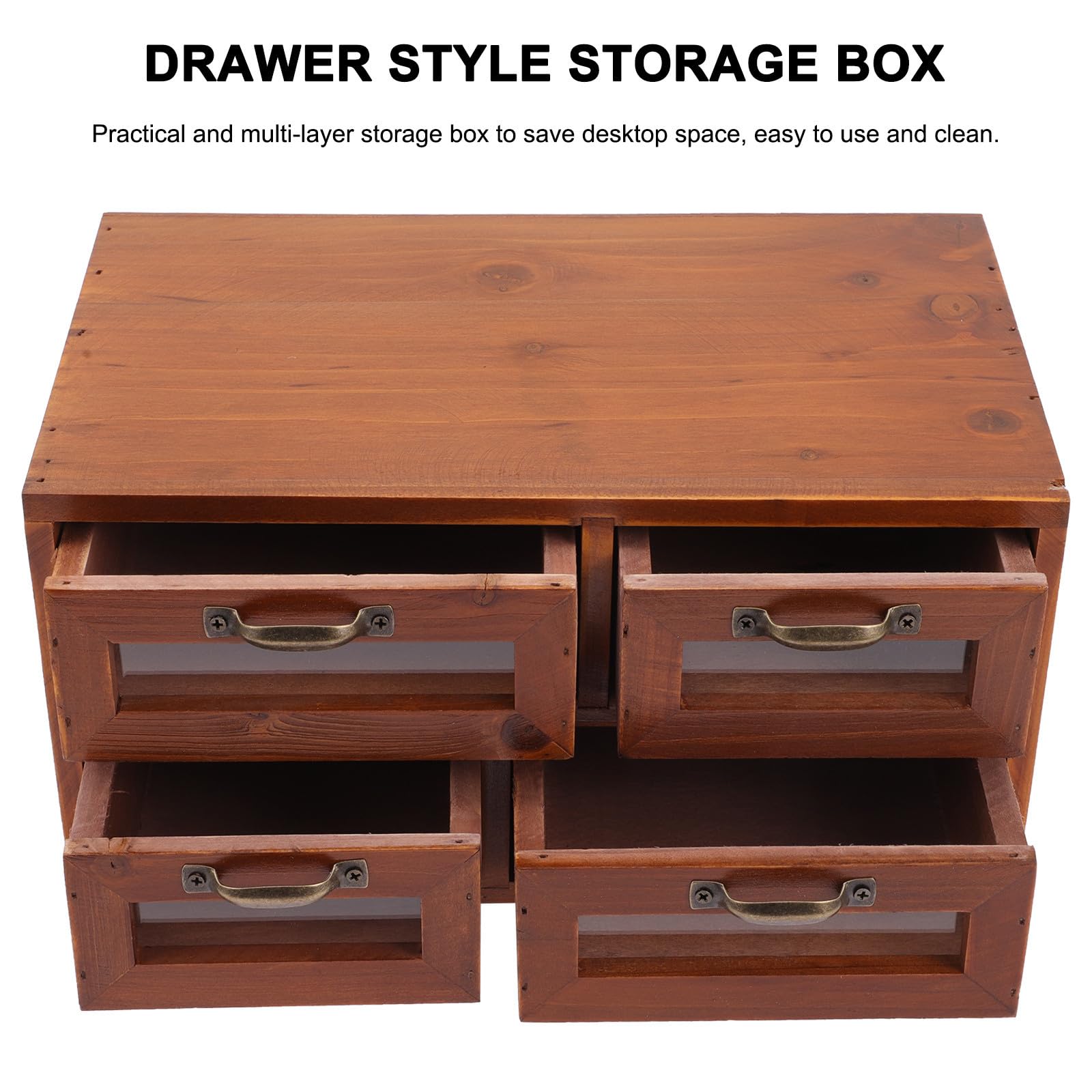 SHINEOFI Caja de Cosméticos Retro Organizador de Cosméticos Caja de Madera Cajón Marrón para Hogar y Oficina