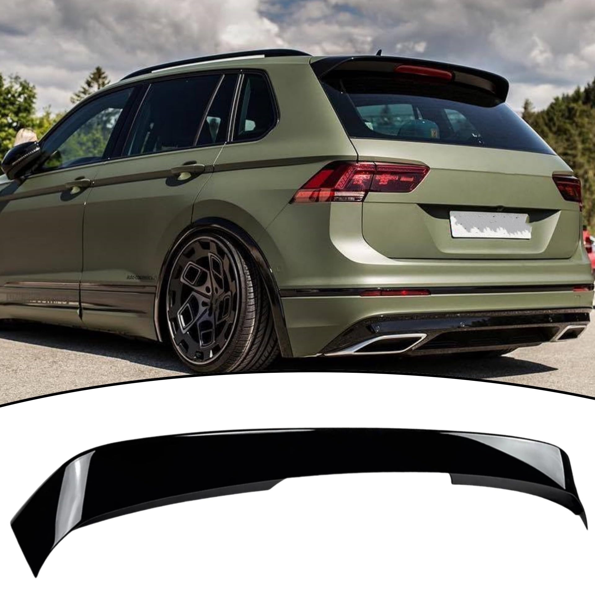 Spoiler per Il Tetto del portellone Posteriore Adatto per Volkswagen VW Tiguan S/SE/SEL MK2 2018-2024 Accessori per Kit Ala Stile R-Line Nero Lucido