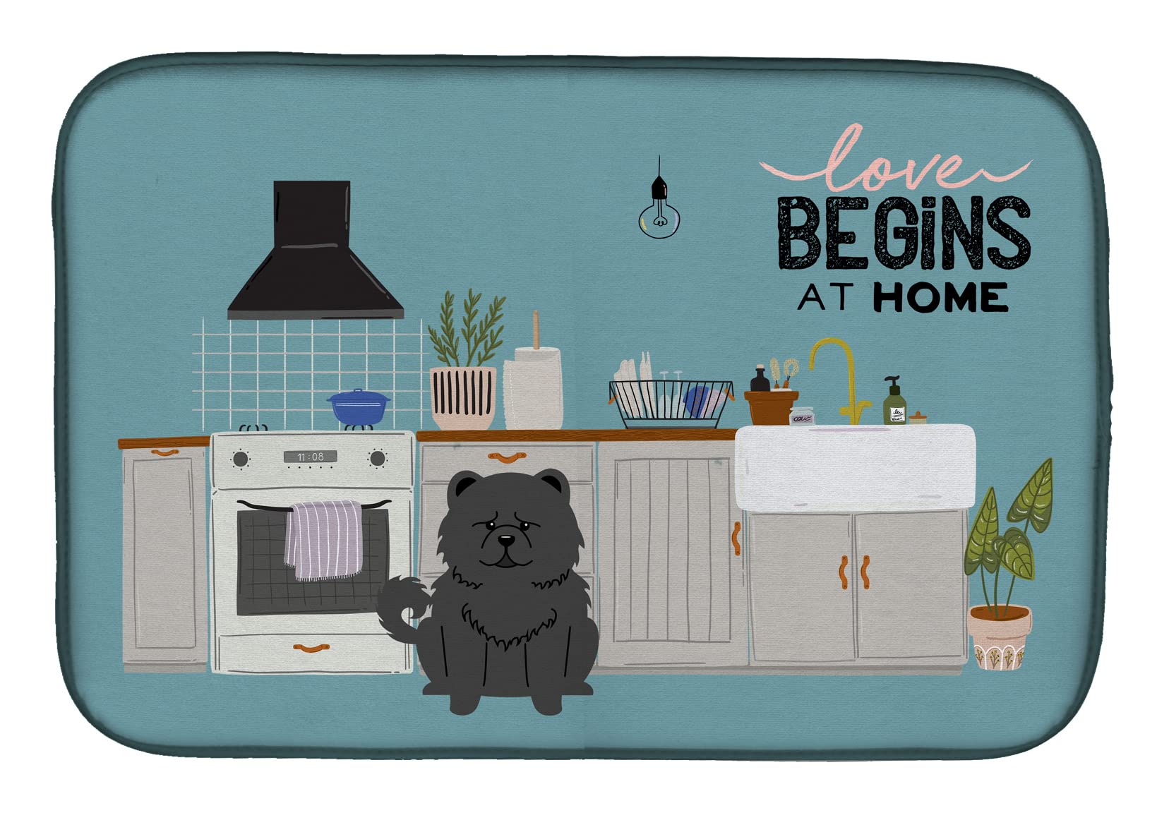 Tapis de séchage Black Chow Caroline's Treasures pour vaisselle propre
