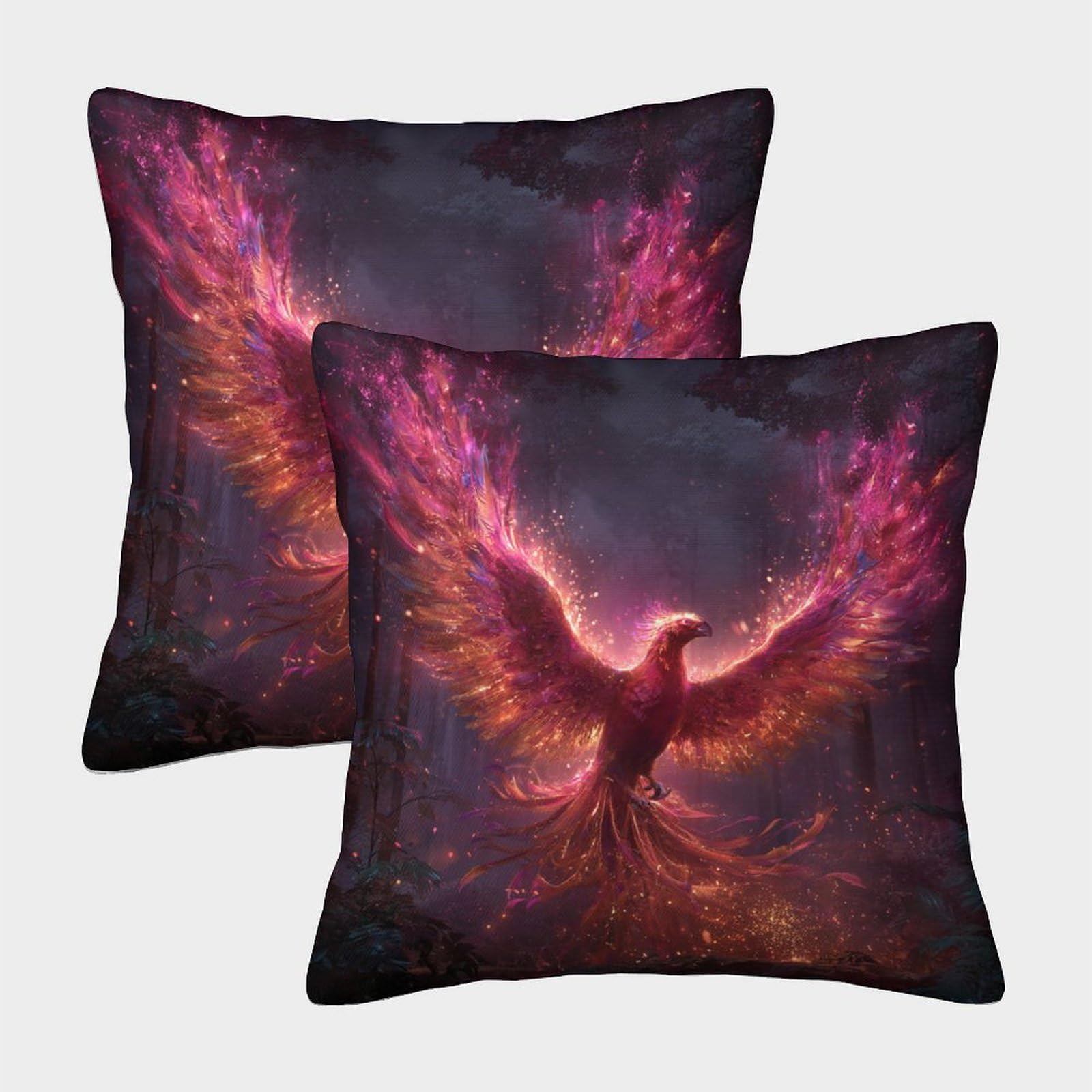 kaiyun 2 Pack The Phoenix in The Tranquil Forest Personalised Cushion Cover Home Sofa Decoration 45x45cm Pillow Covers