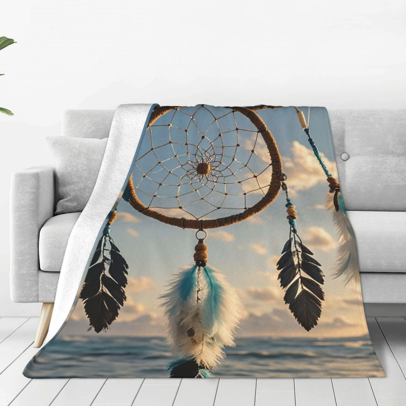 Mxzerfkgla Black Throw Blanket For Couch Thick Soft Fleece Blankets Warm Cozy Air Conditioning Quilt All Seasons Native Dream Catcher Blanket Lightweight Flannel Fuzzy Blankets For Bed Couch Living Room Sofa 60"X50"