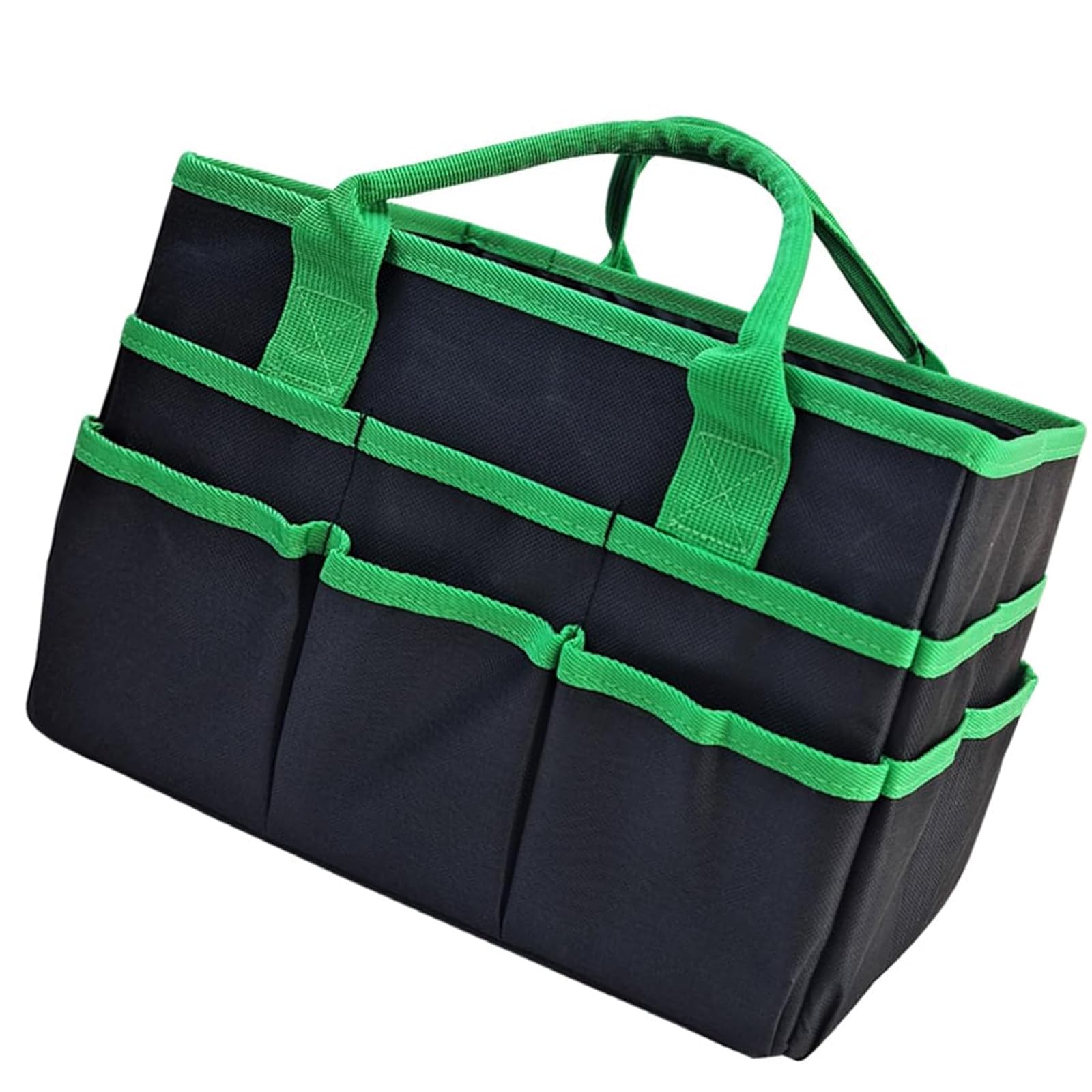 Msioytog Black And Green Dense Pliable Garden Tool Storage Bag Multiple Pouches For Teachers School Materials Books Permanent Polyster Bag Strong Pulls Multiple Pocket Teacher Planner