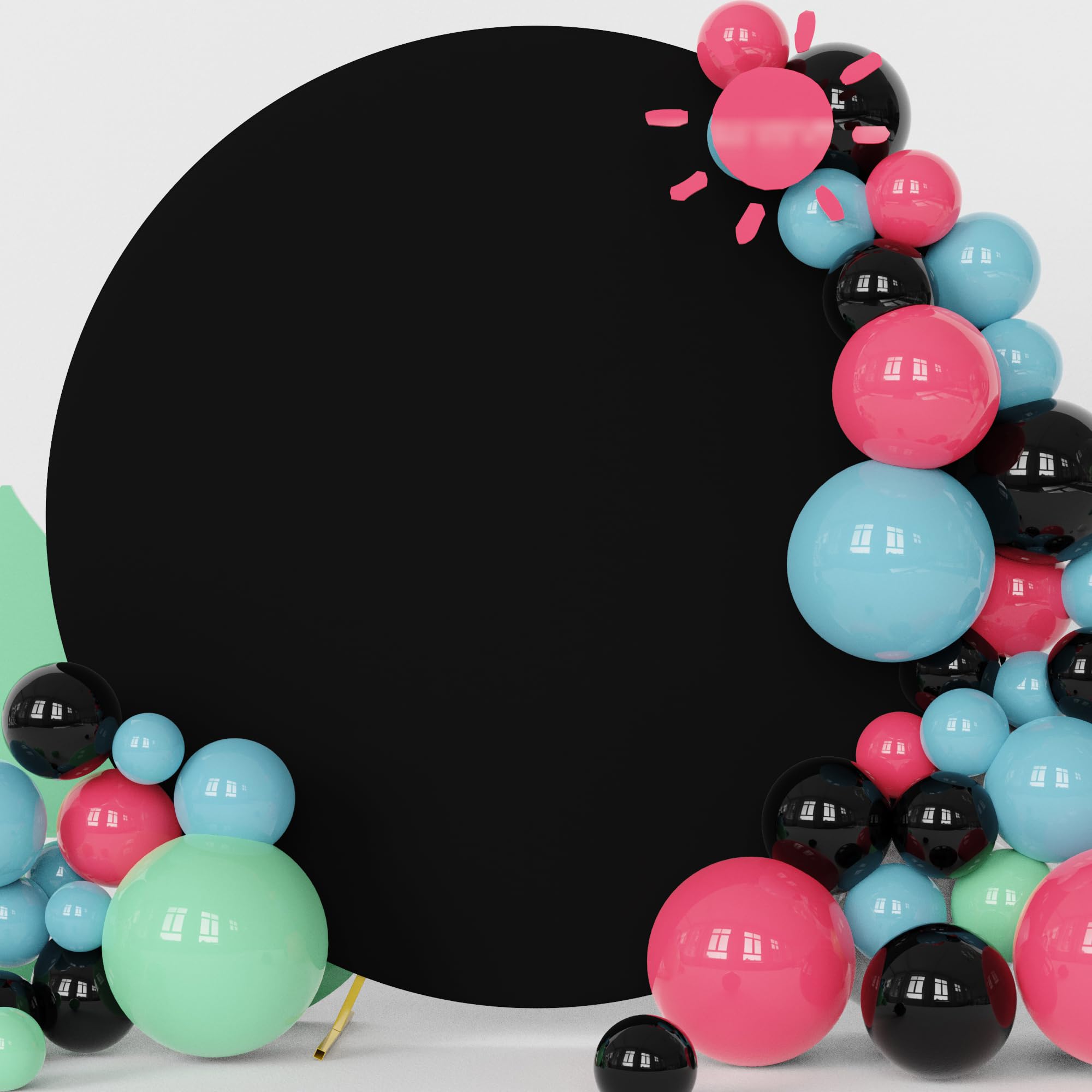 Fomcet 6.6FT Round Backdrop Cover Black Wedding Arch Cover for Circle Balloon Arch Frame Arch Backdrop Cover Fabric for Wedding Birthday Party Baby