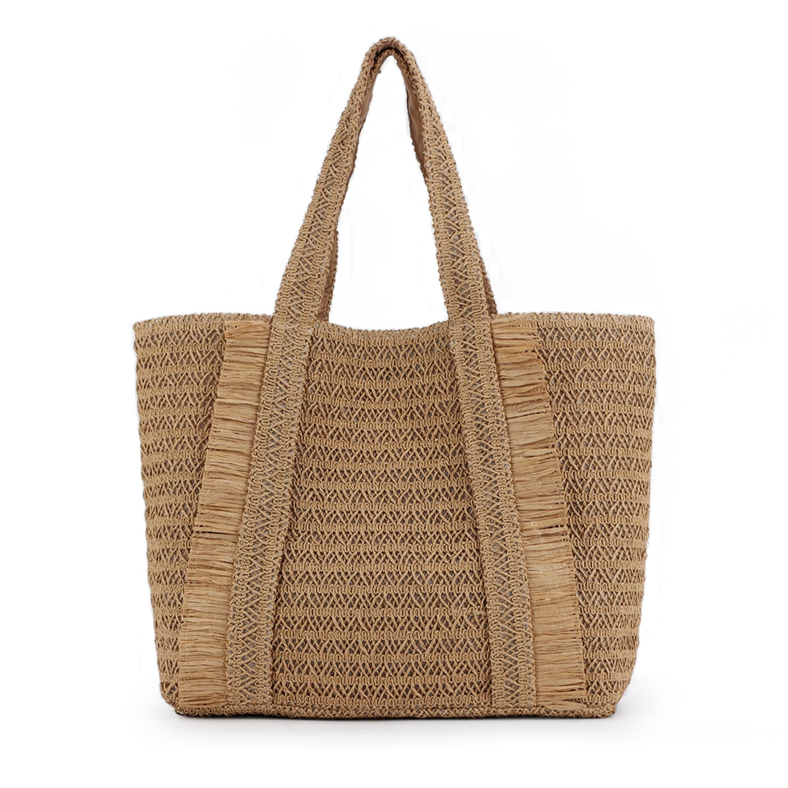 Jywmsc Bolsos de Playa de Paja para Mujer, Bolso de Hombro Tejido Grande de Verano, Bolso de Paja de Playa para Vacaciones de Verano