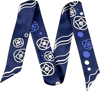 100% Silk Twill Scarf, 2"x41.3" Skinny Ribbon for Hair, Bags, Wrist & Waist