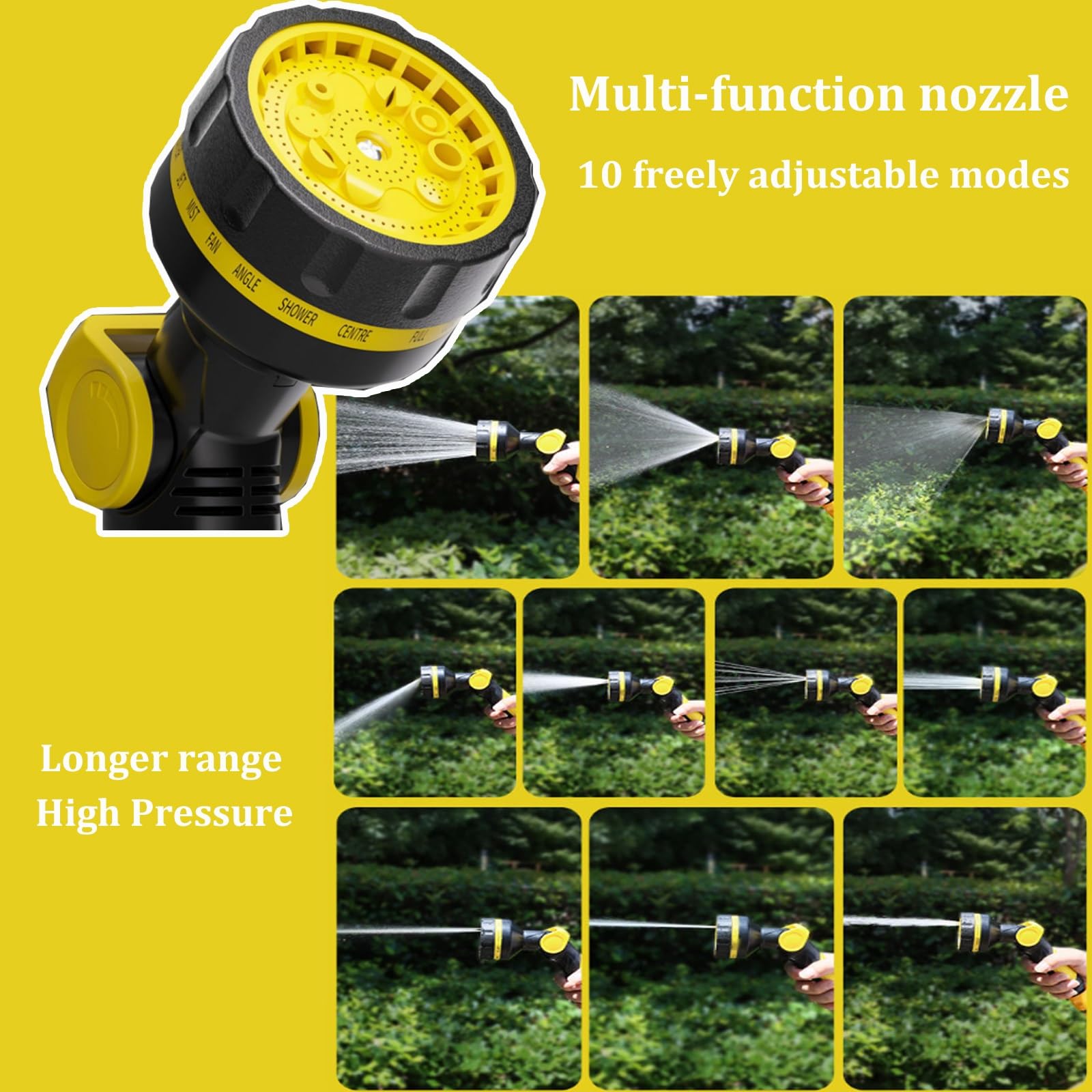Carrete de manguera con soporte almacenamiento integrado tuberías agua boquilla pulverización ajustable 10 modos mango compacto portátil manguera retráctil riego lavado autos baño mascotas(20m)