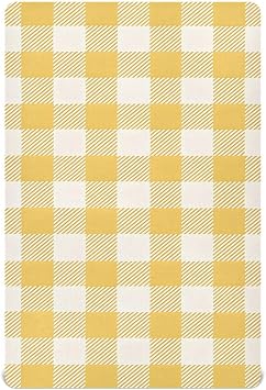 Butter Yellow Checkered Crib Sheets - Boys & Girls Cotton Crib Sheet for Standard Crib and Toddler Mattresses 52 X 28 Inch