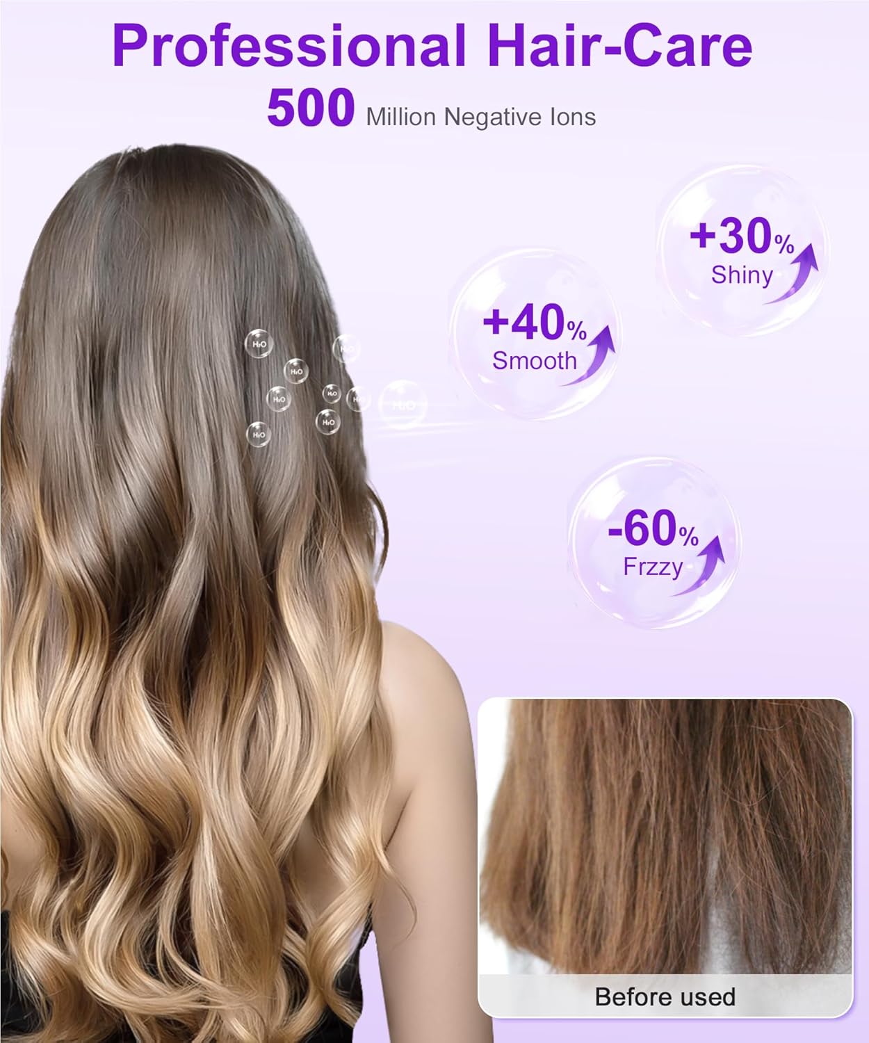 High-Speed Ionic Hair Dryer: 150000 RPM Brushless Motor 500 Millions Negative Ionic Care Blow Dryer for Fast Drying Low Noise Thermo-Control Hairdryer, Travel with Magnetic Diffuser & Nozzle - Image 8