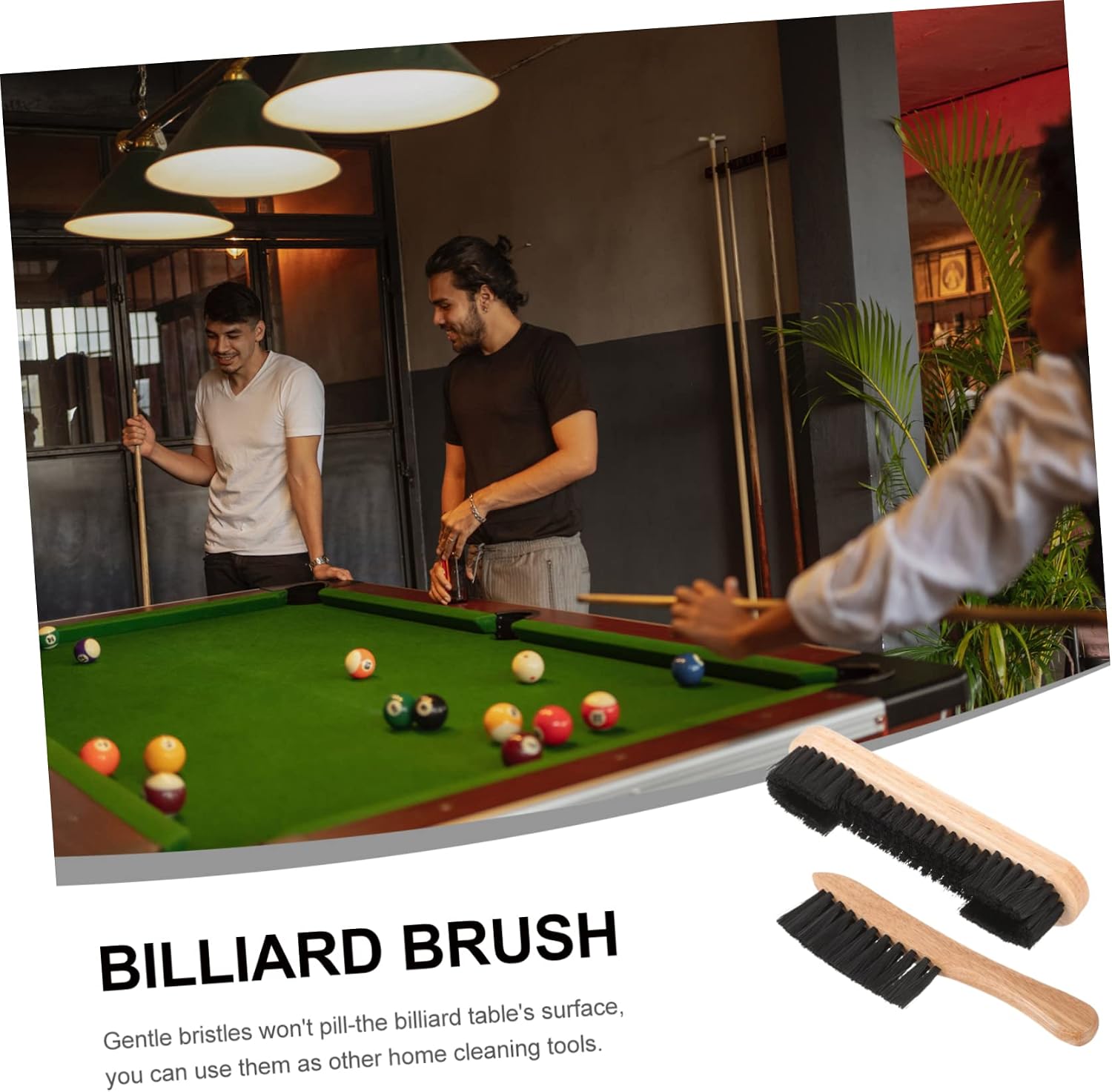 Outanaya 2-Piece Wooden Pool Table Cleaning Brush Set Billiards Table Dust Sweeper Essential Billiards Accessory for Cleaning and Maintenance
