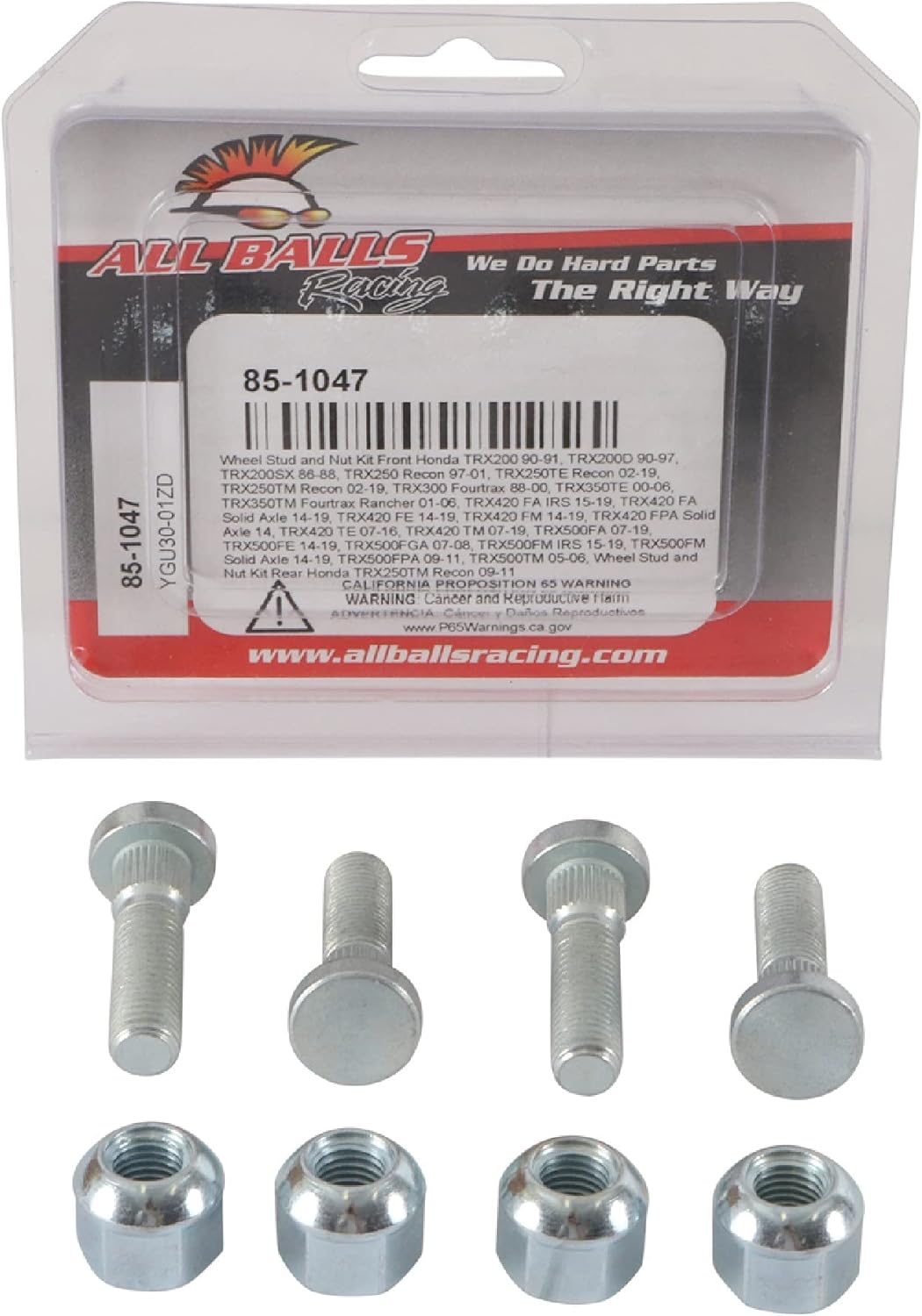 All Balls Racing Wheel Stud and Nut Kit 85-1047 Compatible with/Replacement for Honda TRX420 TM 2007-2018, TRX500FA 2007-2018, TRX500FE 2014-2018, TRX500FGA 2007-2008
