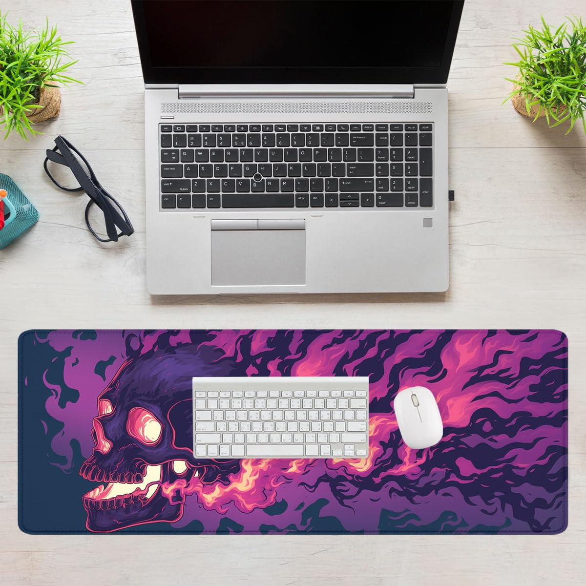 Alfombrilla de ratón para juegos con diseño de calavera de terror, diseño gótico del Día de los Muertos, tamaño XL, alfombrilla de mouse grande extendida para teclado para laptop, alfombrilla de