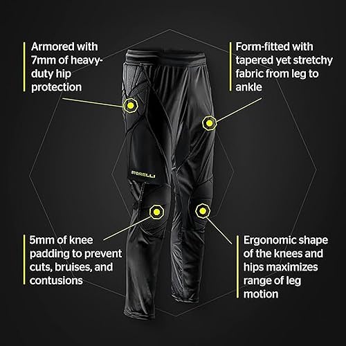 Miniatura 5 de Storelli ExoShield Goalkeeper Pants, High-Impact Protection, Sweat-Wicking, Breathable Athletic Full Length Pants for Soccer