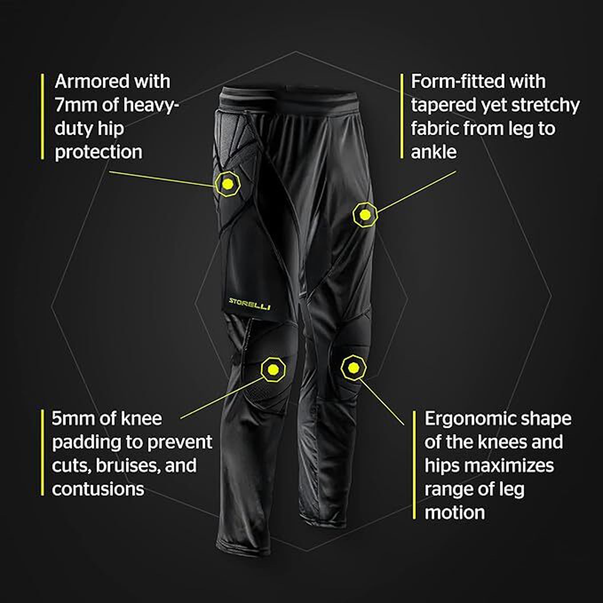Storelli ExoShield Torwarthose | Vollständige gepolsterte Fußballhose | Hochwertiger Hüft- und Knieschutz |