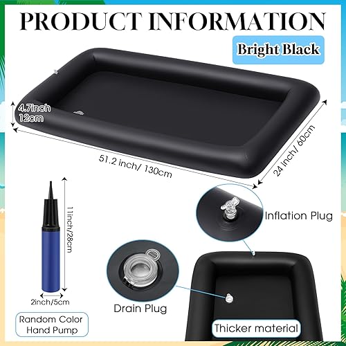 Miniatura 2 de Leitee Kit de barra inflable para servir incluye bandeja de buffet de ensalada con tapón de drenaje, cubierta de malla para alimentos, bebidas,