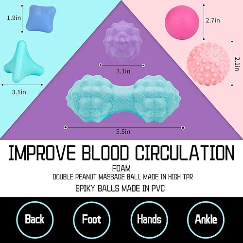 Miniatura 3 de Juego de 6 bolas de lacrosse, bola de masaje, fascitis muscular, alivio de fascitis plantar, masaje de espalda, puntos de activación y terapia de