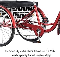 Vista 3 de Triciclo para adultos de 26 pulgadas, bicicleta de 7 velocidades y 3 ruedas para mujeres y hombres, bicicleta de crucero con cesta de la compra