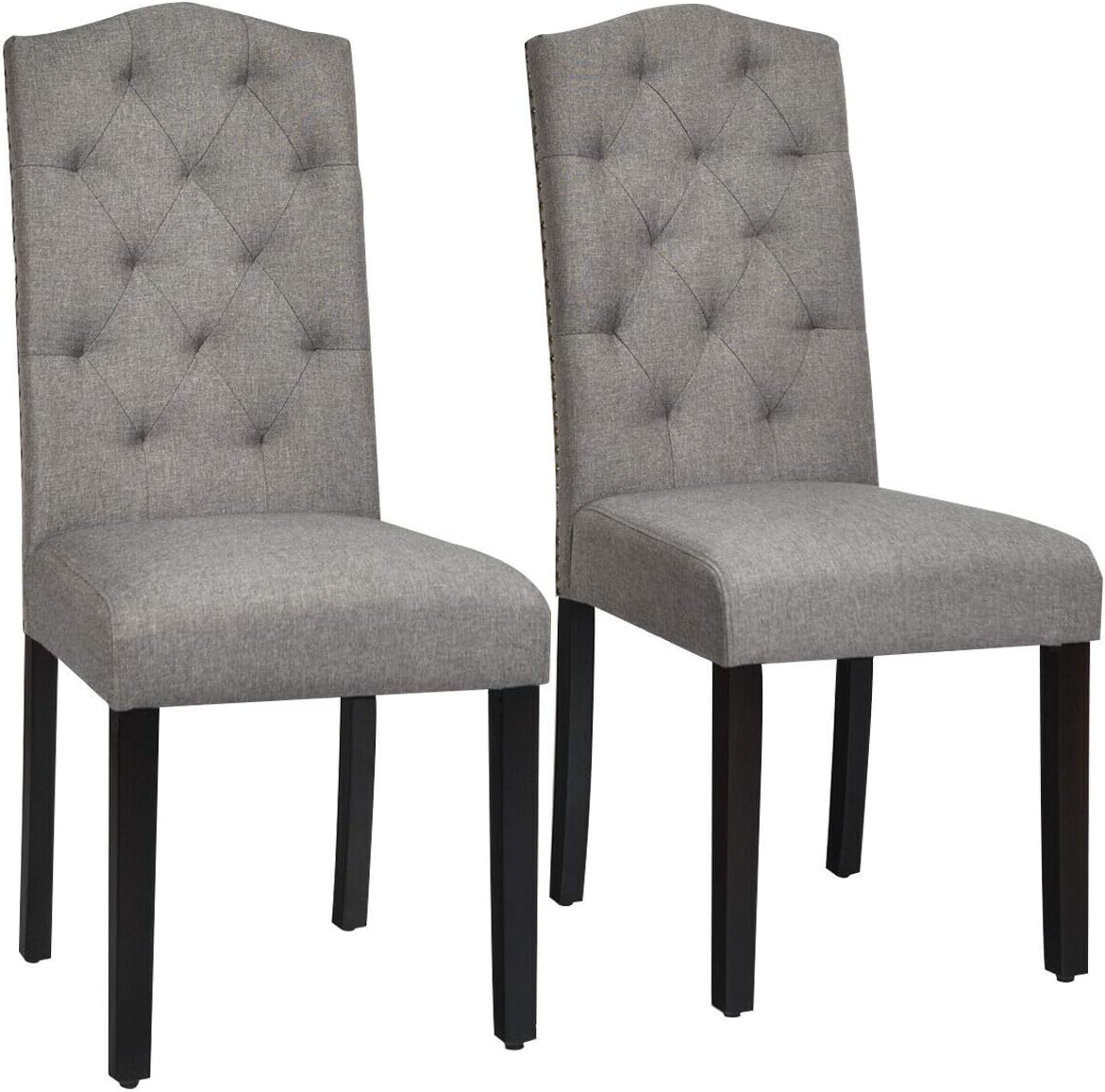 Giantex Dining Chairs Set of 2, Tufted Fabric Dining Room