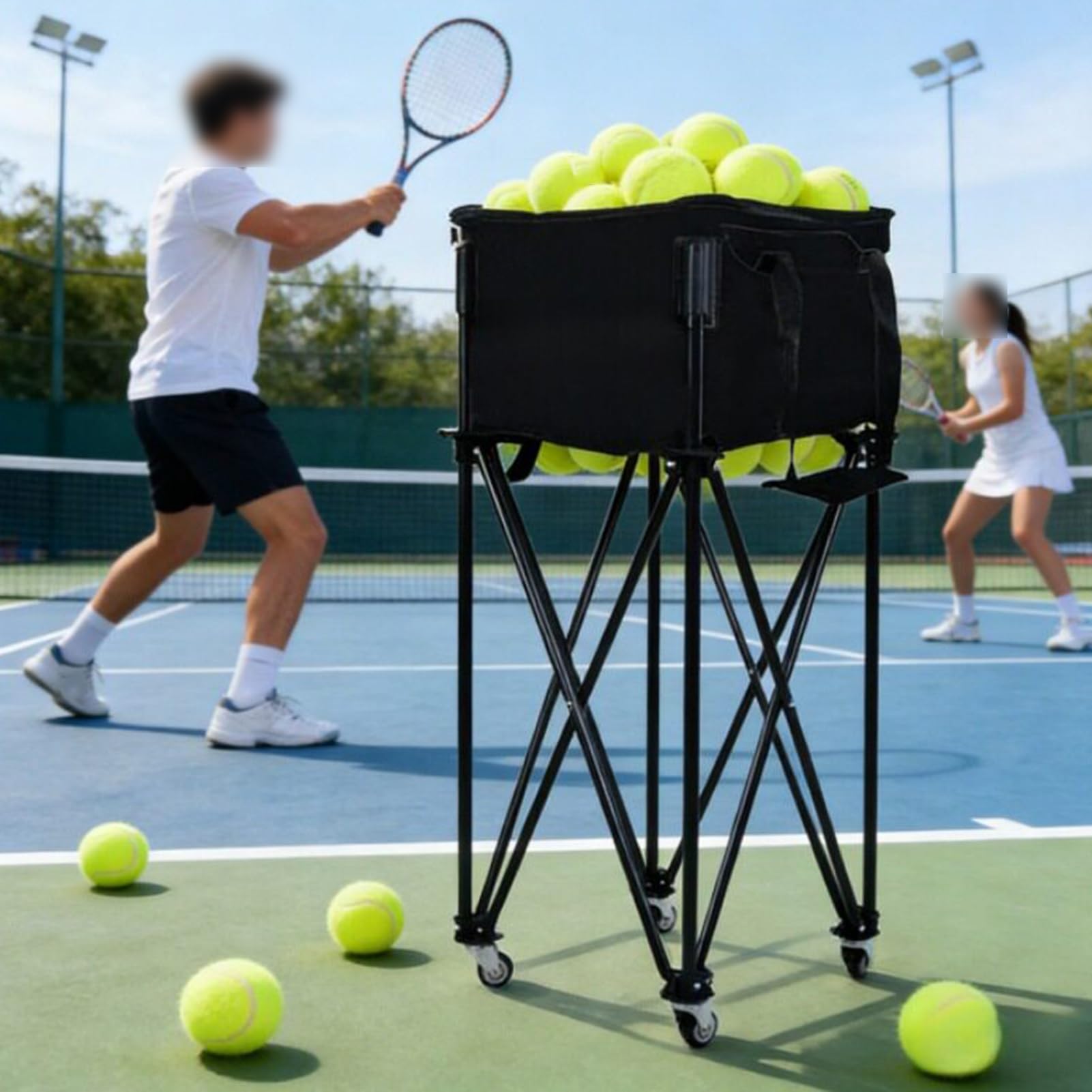 Generico Tramoggia Portatile For Palline Da Tennis E | Carrello didattico for palline da tennis 120/200, for strumento di allenamento