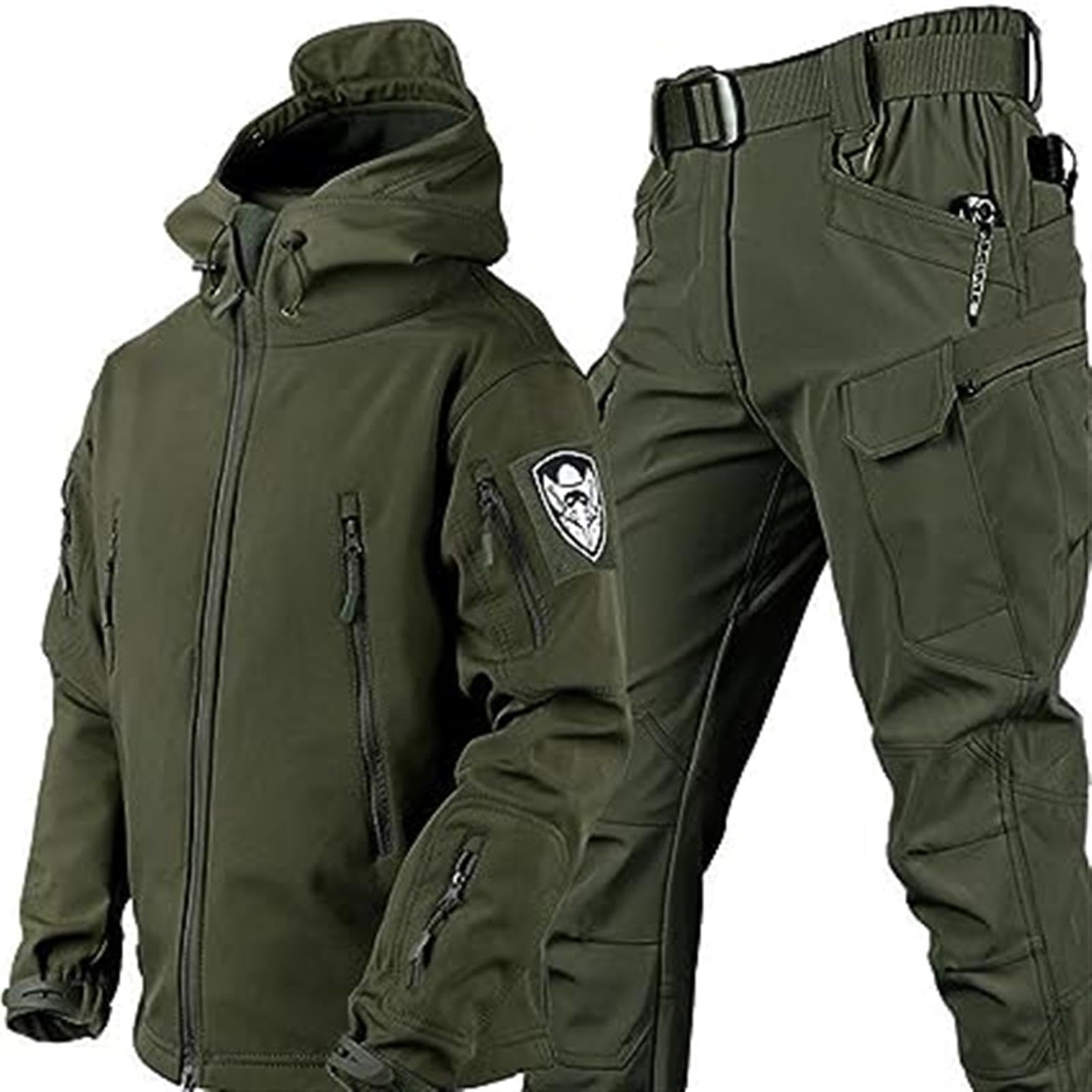 Generic Set di Tute da Combattimento Impermeabili dell'Esercito, Giacca Tattica e Pantaloni da Uomo, Tute Militari in Soft Shell, Uniformi Mimetiche - Ideali per Attività all'Aperto
