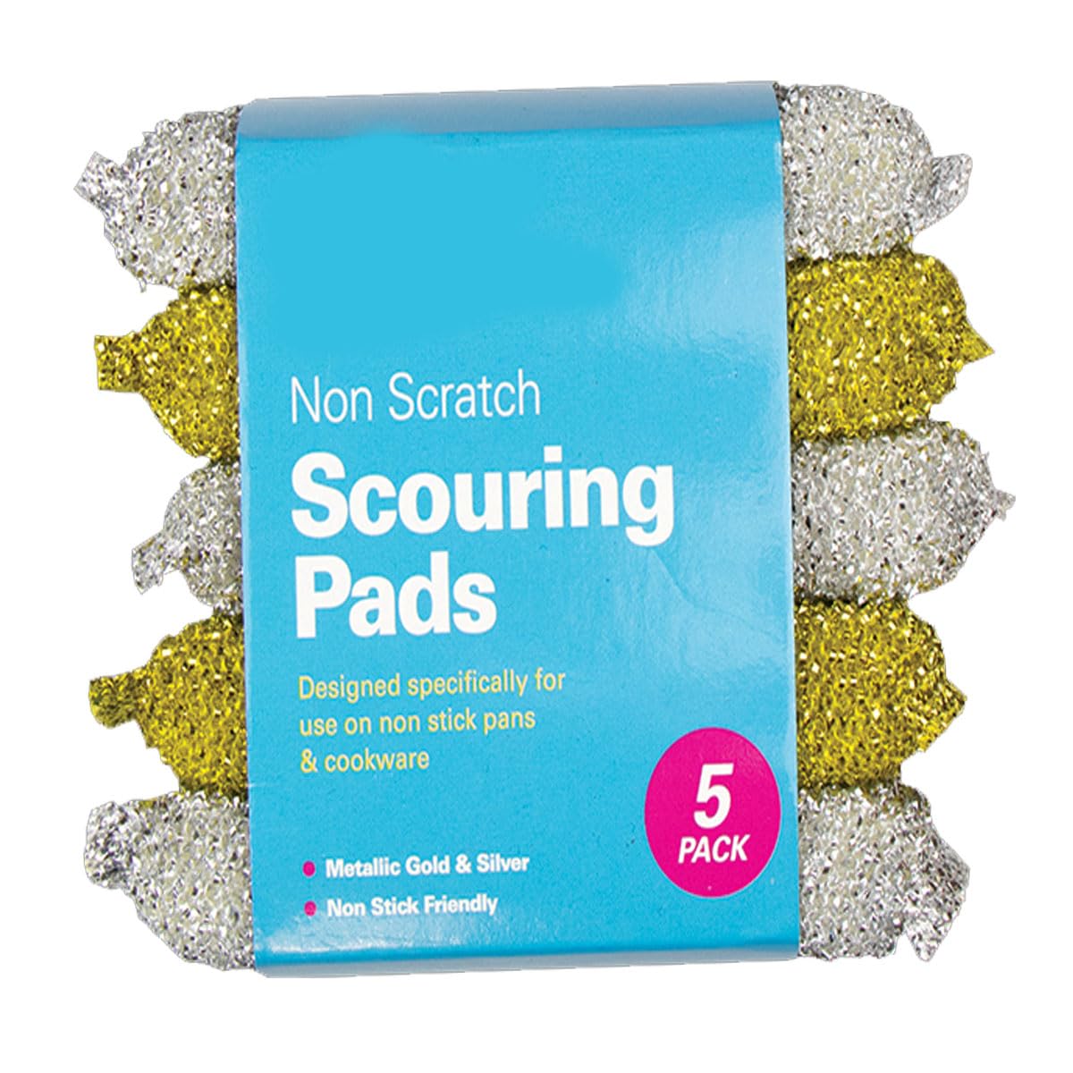 Non-Scratch Stainless Steel Scouring Pad - 5pk Multi-Color Scrubbing Sponges for Easy Grip Cleaning
