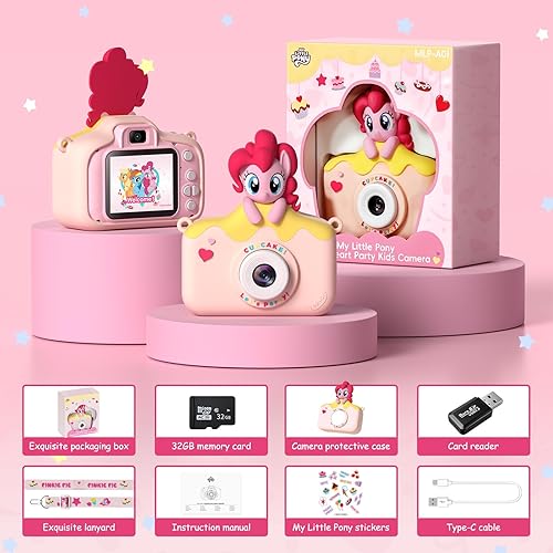 Miniatura 6 de My Little Pony Hasbro - Cámara digital para niños de 3 a 12 años, cámara digital para niños y niñas, lente dual HD 1080P IPS, cámara digital de