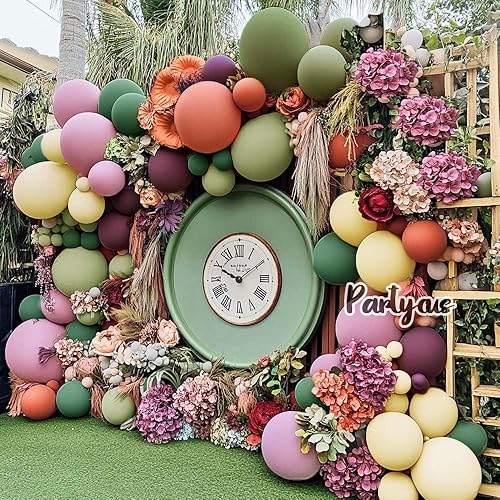 Miniatura 6 de Kit de guirnalda de globos pastel de doble relleno, rosa polvorienta, rosa, verde salvia, globos de látex, malva, rosa, amarillo, aguacate, verde,