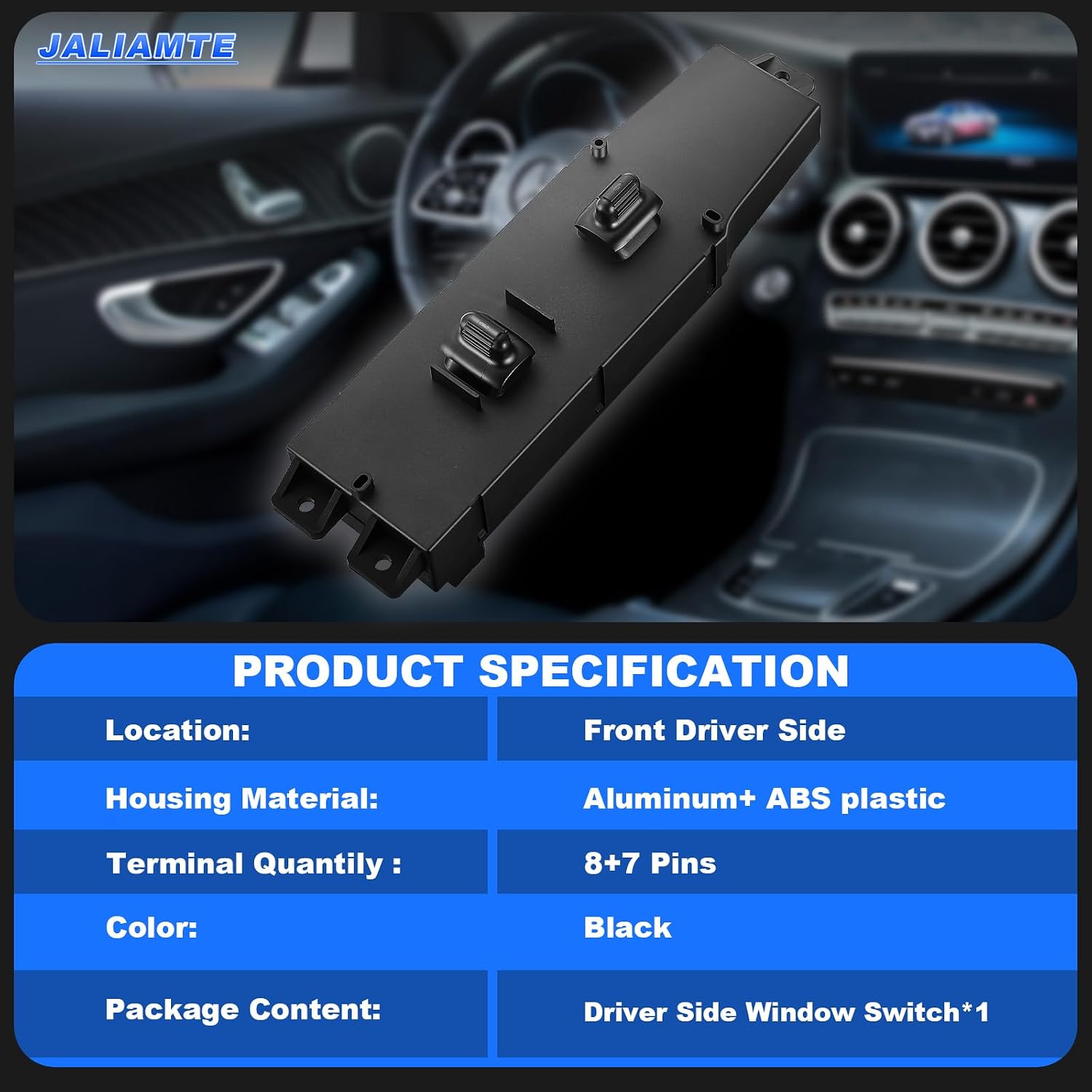 56009451AB Passenger Window Switch, Front Right Door Lock Control Button Power Master Switch Compatible with 1997-2001 Jeep Cherokee, Replaces OE# 56009451AC, 1S2196, DS1233