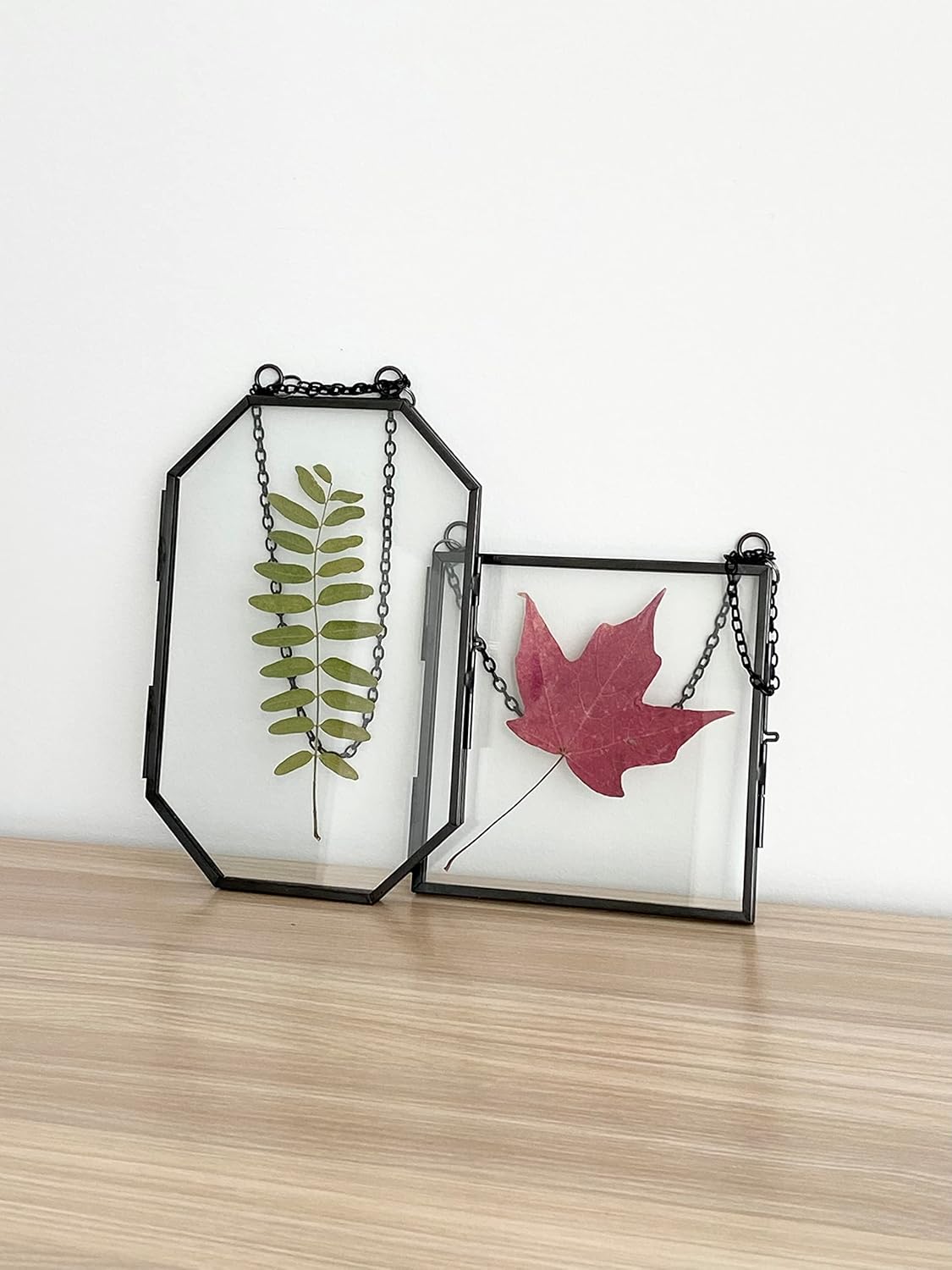 Beedecor Double Glass Frame for Pressed Flowers,Black Flower Press Picture Frame for Leaf and Dried Floral Plant,Wall Decor Clear Floating Frame Display for Kids Art and Memento Set of 4