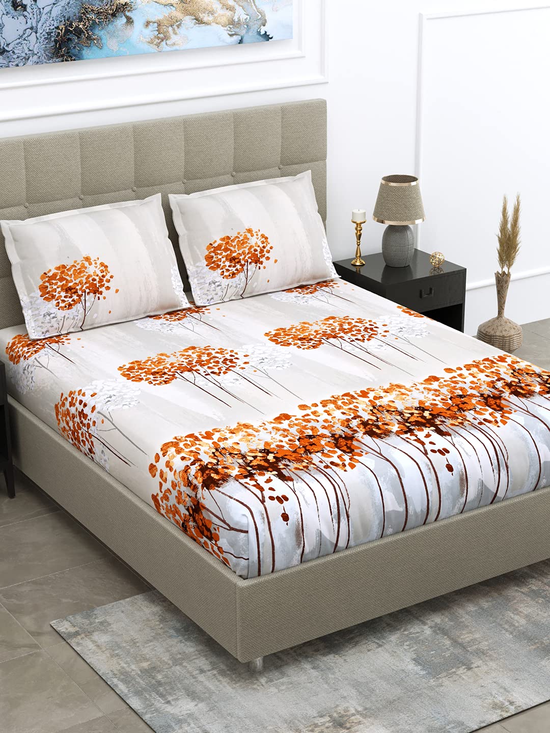 Boutique Bedding Sigma Cotton Satin Glazed Bedsheet with 2 Pillow