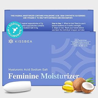 Hyaluronic Acid Suppositories for Women – Vaginal Moisturizer for Dryness, Itching, Odor & Irritation – Menopause & Postmenopause Support with Vitamin E & Coconut Oil – Estrogen Free 12 Count