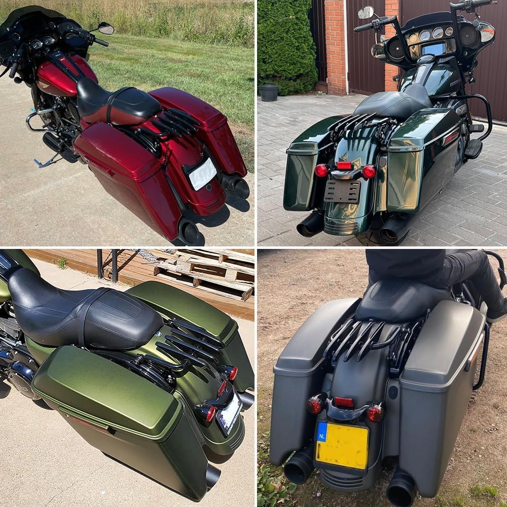 DREAMIZER Gloss Black Detachable Stealth Luggage Rack Compatible with Harley Touring Road King 09-23