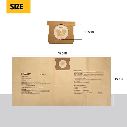 Miniatura 2 de Paquete de 3 bolsas de polvo DEWALT DXVA19-4101, para aspiradora húmeda/seca de 6-10 galones, bolsas de aspiradora DEWALT compatibles con DXV06P