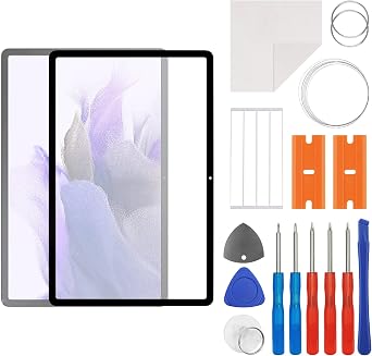Front Screen Glass Outer Panel Lens Replacement +OCA Compatible with Samsung Galaxy Tab S7 FE 12.4 inches SM-T730,SM-T733,SM-T736 No LCD Screen and Touch Digitizer with Repair Kit