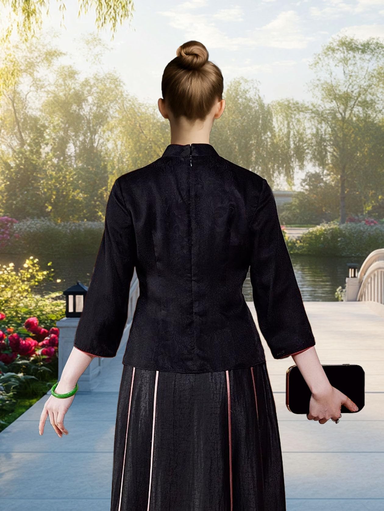 HangErFeng Blouse jacquard brodée en soie parfumée nuage 318