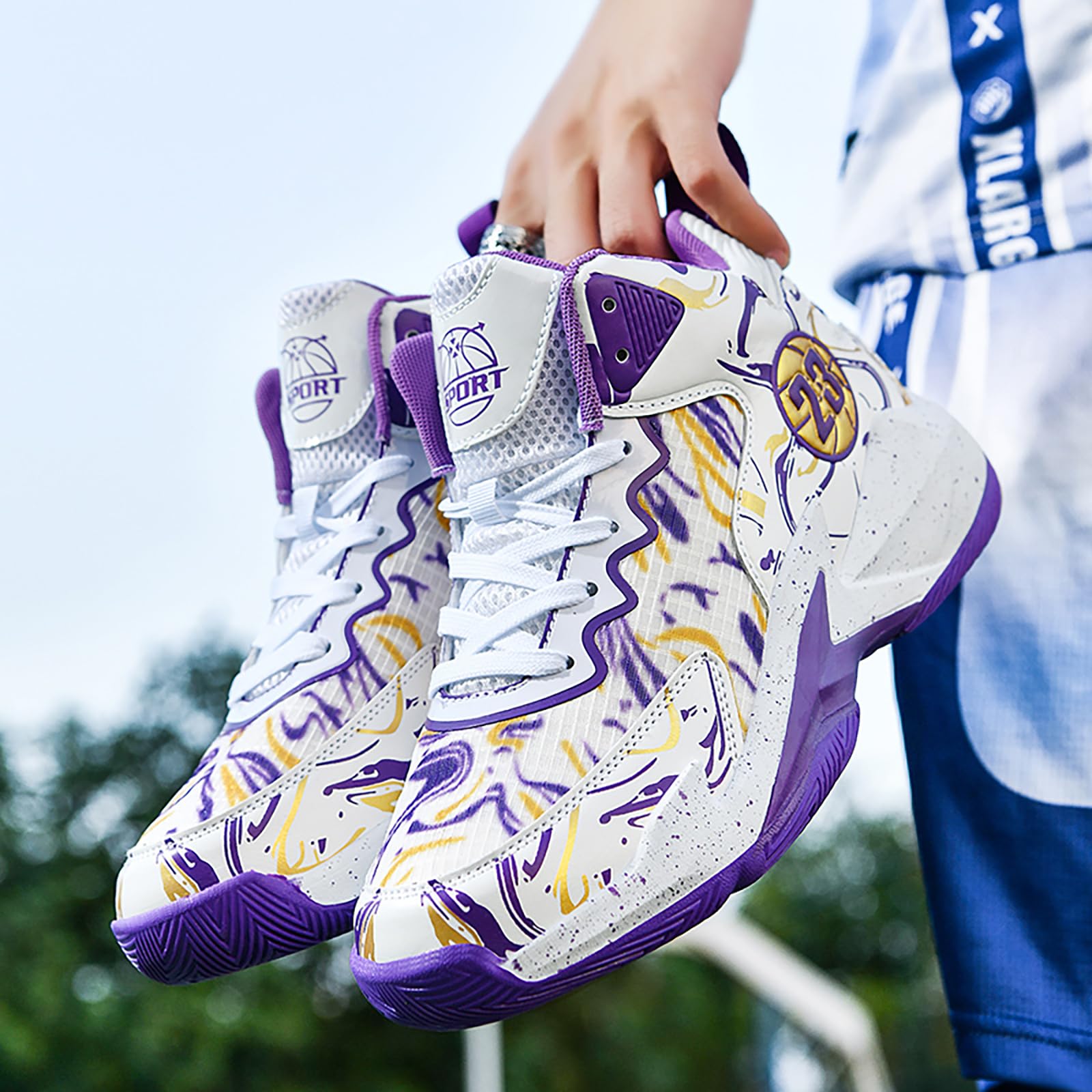 Männer Basketball Schuhe No-Rutsch Atmungsaktive Outdoor Schuhe für Frauen Mode Graffiti Training Schuhe