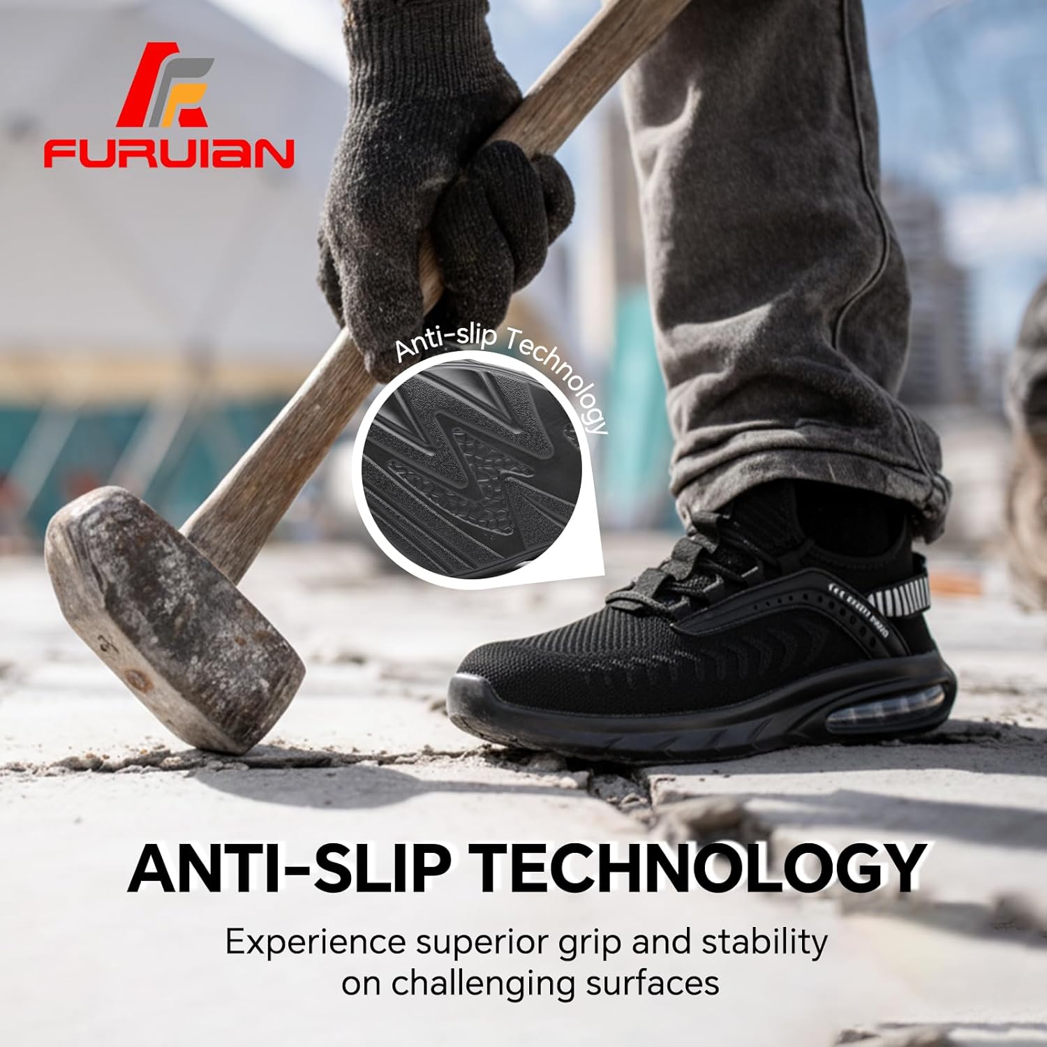 Furuian Steel Toe Shoes for Men Women Lightweight Cushion Sneakers Slip Resistant Safety Work Shoes Indestructible Sneakers - Image 7