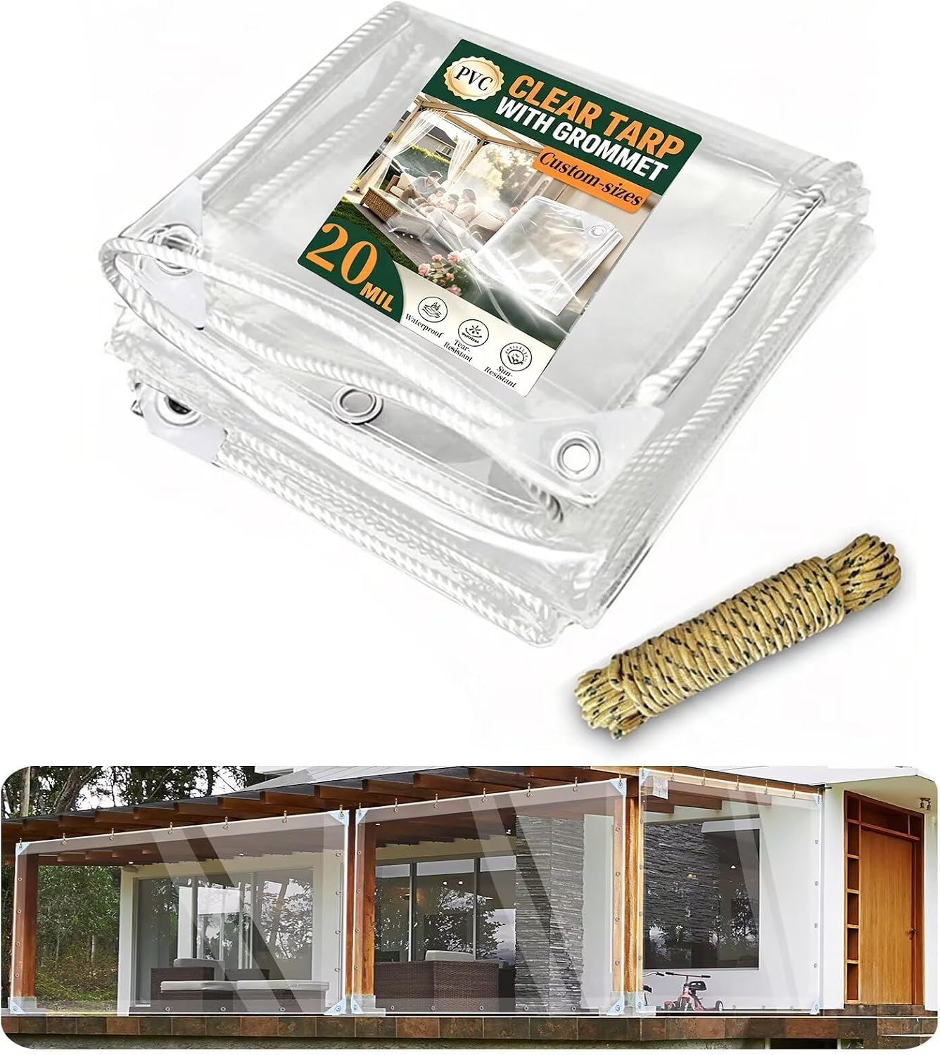 3.3 x 13.5 Ft PVC Drop Cloths for Painting Clear Tarps Heavy Duty 20mil