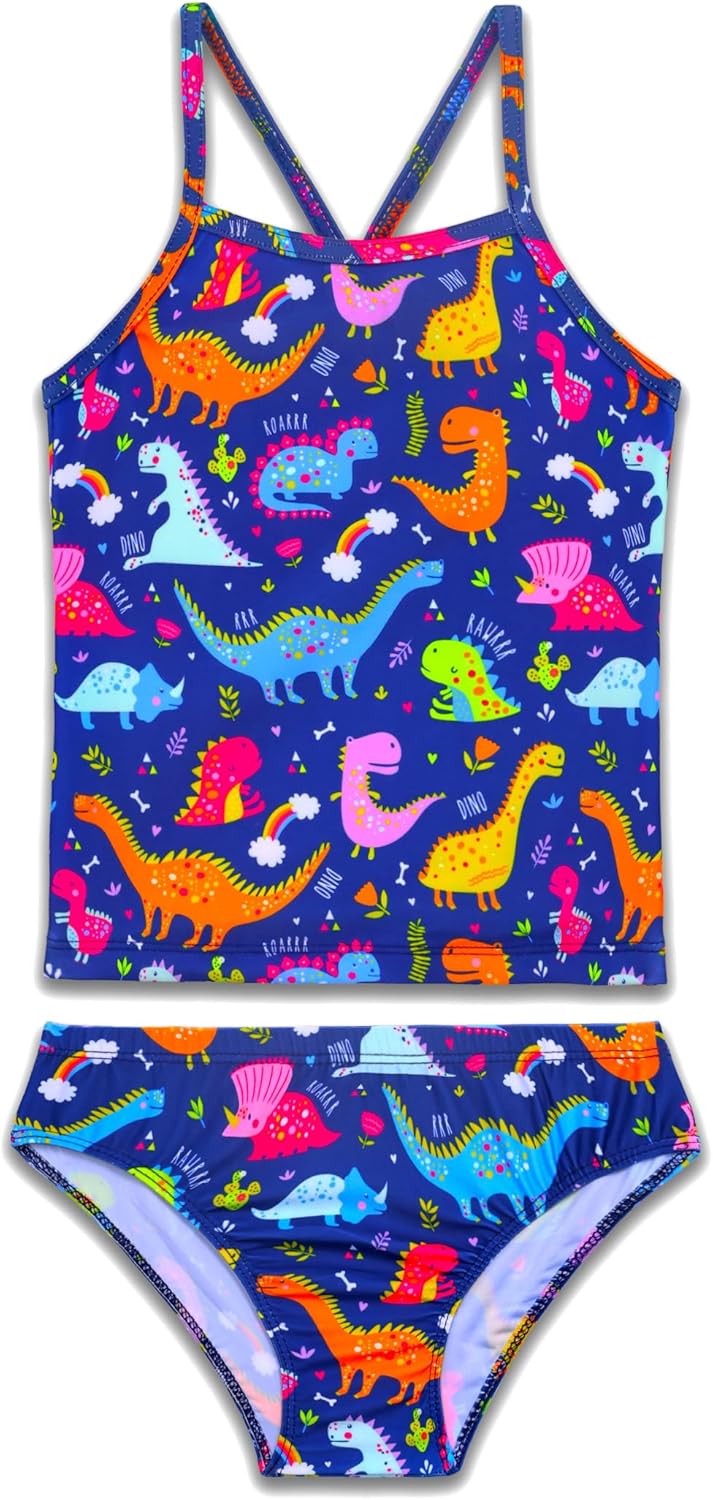 Bathing Suit for Girls 2 Piece Sleeveless Swimsuit Camisole Swimwear with Briefs UPF 50+ Sun Protection