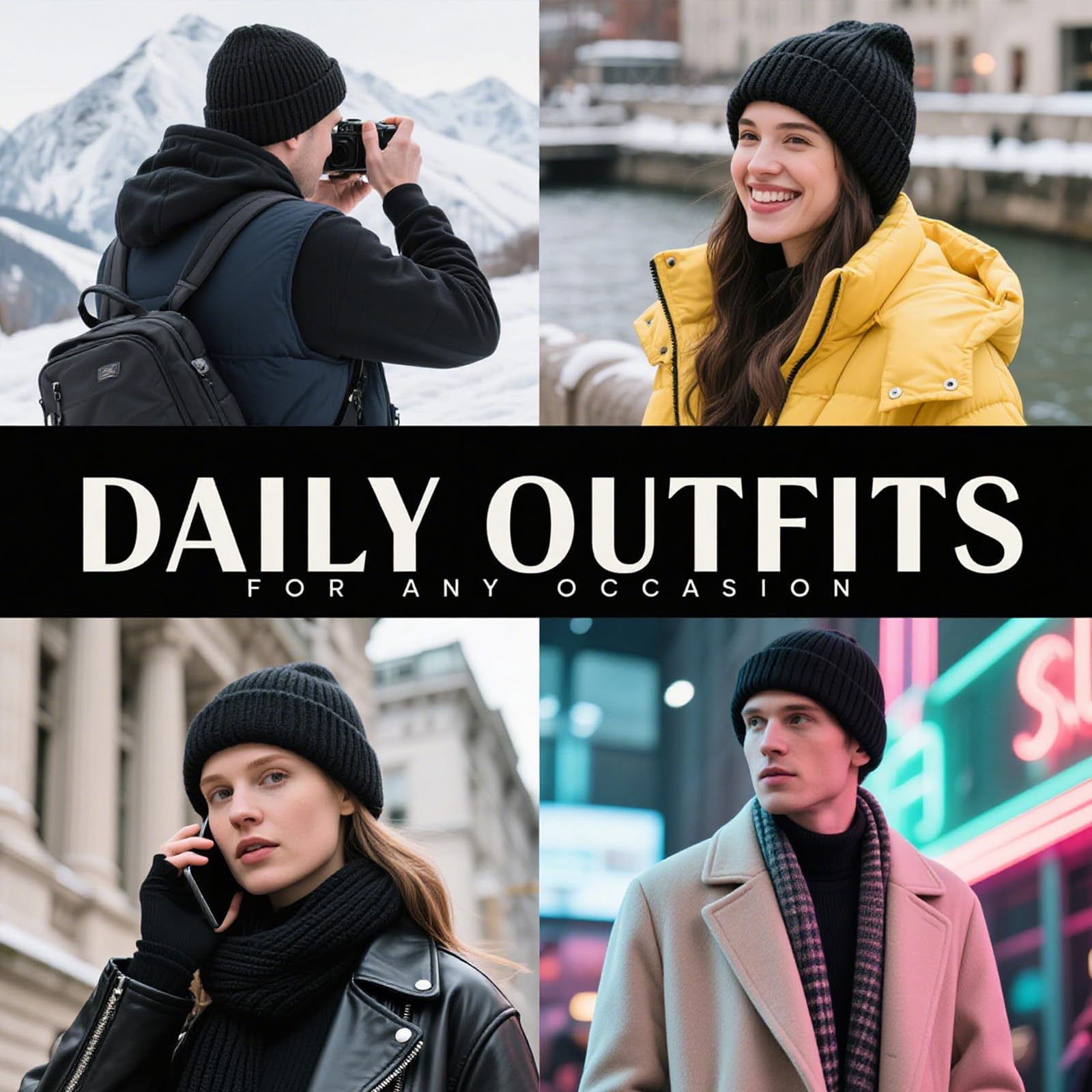 2 x Wintermützen für Herren und Damen, Strickmützen, Wintermützen