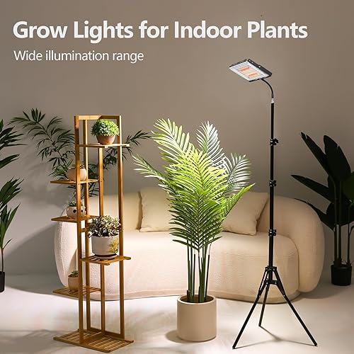 Miniatura 6 de LBW Luces de cultivo de pie para plantas de interior, espectro completo de 144 luces LED, lámpara de cultivo de planta mejorada con soporte de