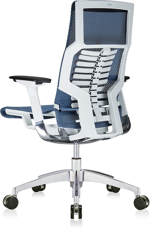 POwerFIT Exec Chair Blue MESH SEAT & Back-White Frame