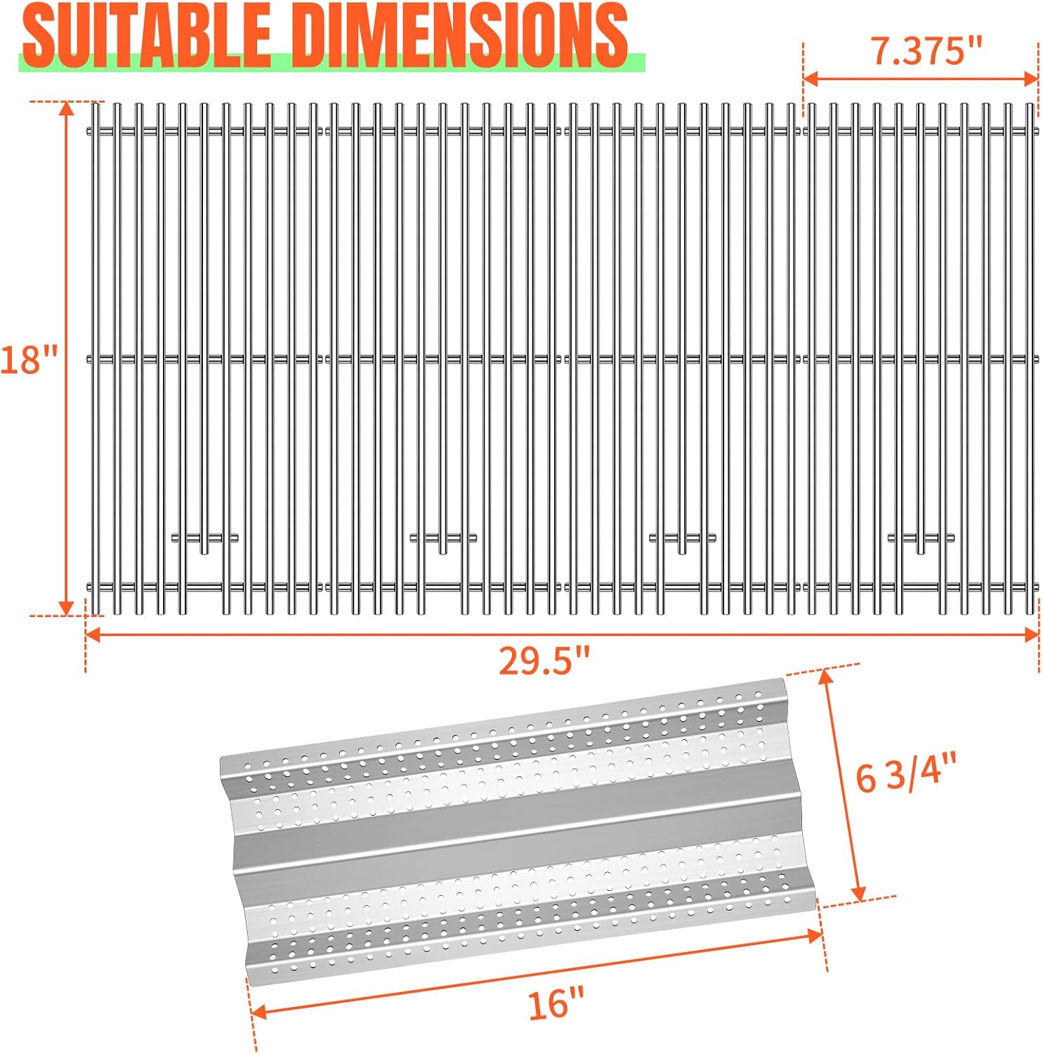 4 Pack 7mm Round Cooking Grates with 4 Pack Stainless Steel Flame Tamer Heat Plates Replacement Parts for Blaze BLZ-3 BLZ-4 BLZ-5,3, 4, 5 Burner Blaze Grill Models