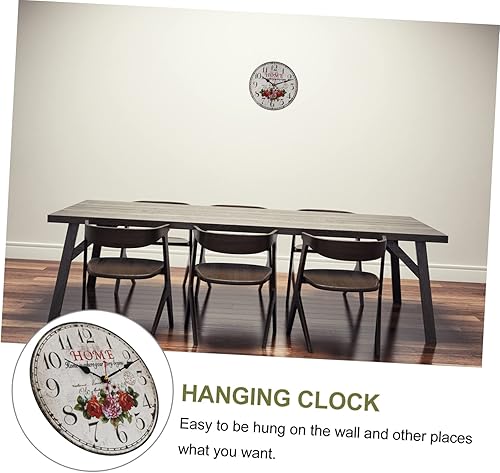 Miniatura 7 de BESPORTBLE 1pc Wall Mounted Wooden Clock Farmhouse Wall Clock Farmhouse Clock Rustic Decor Baby Formula Dispenser Farmhouse Round Clock Retro Wall