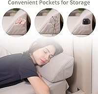 Vista 4 de Aurako Almohada de cuña para cama de tamaño matrimonial, almohada para cabecero, colchón de cuña, relleno de huecos de cama triangular, cuñas