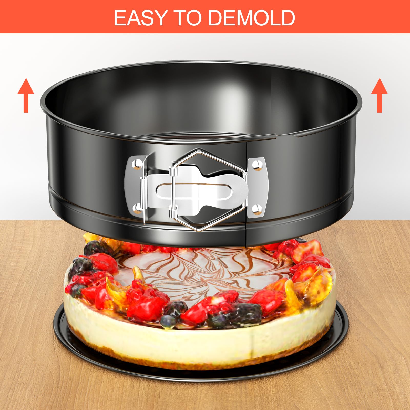Set Di 3 Teglie A Cerniera Quadrate Antiaderenti, 20,2 Cm, Per Cheesecake E Torte, Con 50 Fogli Di Carta Forno - 4